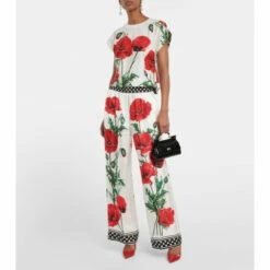 Dolce&Gabbana Floral High-rise Wide-leg Silk Pants