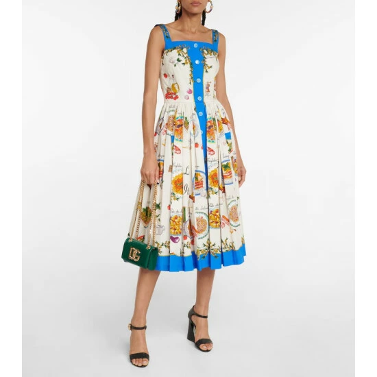 Dolce&Gabbana Printed Cotton Poplin Midi Dress