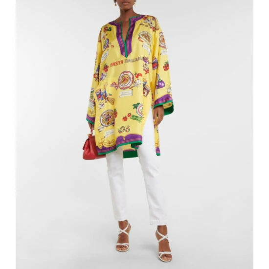 Dolce&Gabbana Printed Silk Twill Kaftan