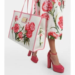 Dolce&Gabbana Printed Cotton And Leather Tote Bag