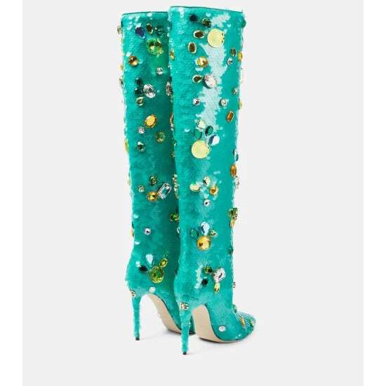 Dolce&Gabbana Cardinale 105 Sequined Over-the-knee Boots - Image 2