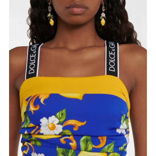 Dolce&Gabbana Floral Charmeuse Crop Top - Image 3