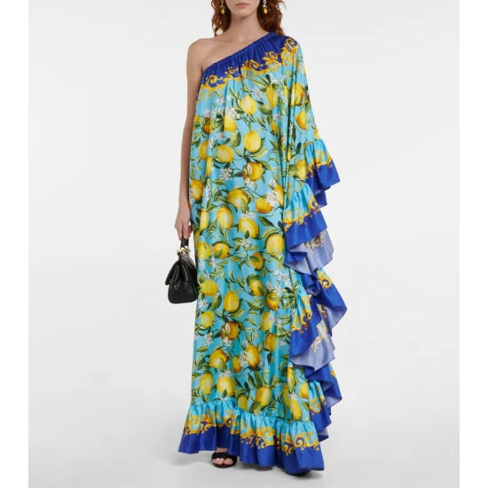 Dolce&Gabbana One-shoulder Silk Twill Gown