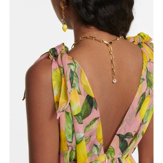 Dolce&Gabbana Printed Silk Chiffon Gown - Image 5