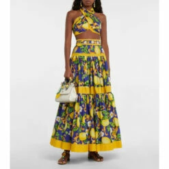 Dolce&Gabbana Printed Cotton Poplin Crop Top