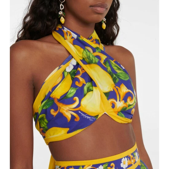 Dolce&Gabbana Printed Cotton Poplin Crop Top - Image 3