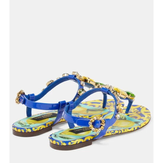 Dolce&Gabbana Embellished Leather Thong Sandals - Image 2