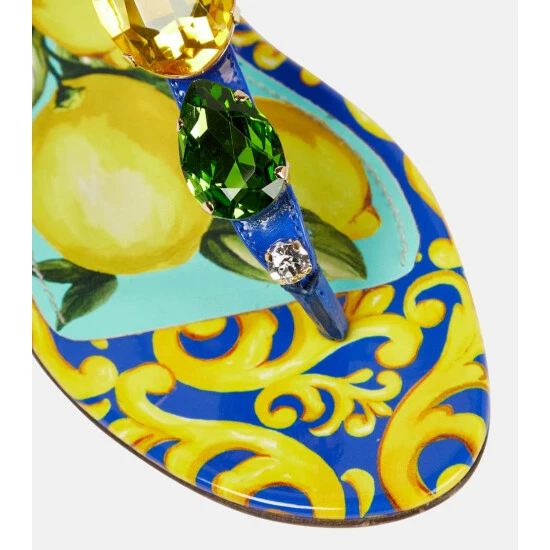 Dolce&Gabbana Embellished Leather Thong Sandals - Image 5