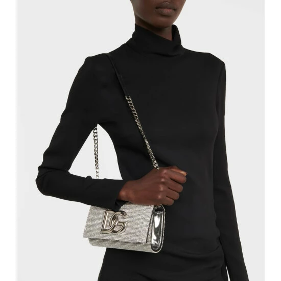 Dolce&Gabbana DG Logo Crystal Mesh Shoulder Bag