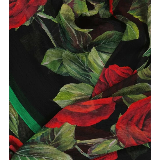 Dolce&Gabbana Floral Silk Crépon Scarf - Image 3