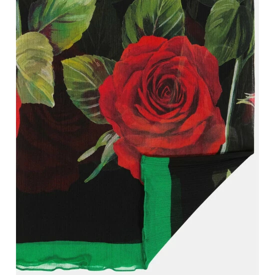 Dolce&Gabbana Floral Silk Crépon Scarf - Image 4