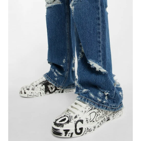 Dolce&Gabbana Portofino Printed Leather Sneakers - Image 3