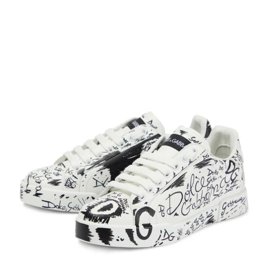 Dolce&Gabbana Portofino Printed Leather Sneakers - Image 4