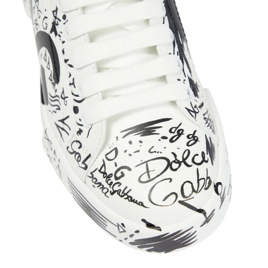 Dolce&Gabbana Portofino Printed Leather Sneakers - Image 5