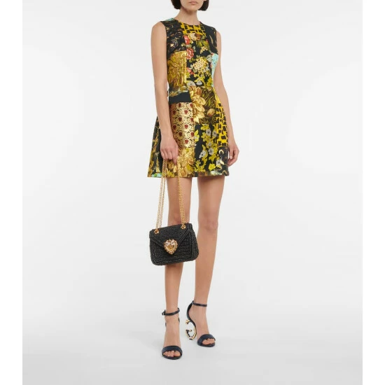 Dolce&Gabbana Devotion Medium Raffia Shoulder Bag - Image 4