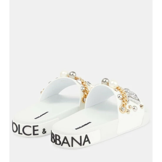 Dolce&Gabbana Embellished Rubber Slides - Image 2