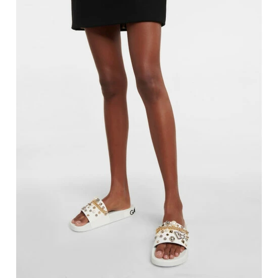Dolce&Gabbana Embellished Rubber Slides - Image 3