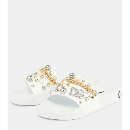 Dolce&Gabbana Embellished Rubber Slides - Image 4