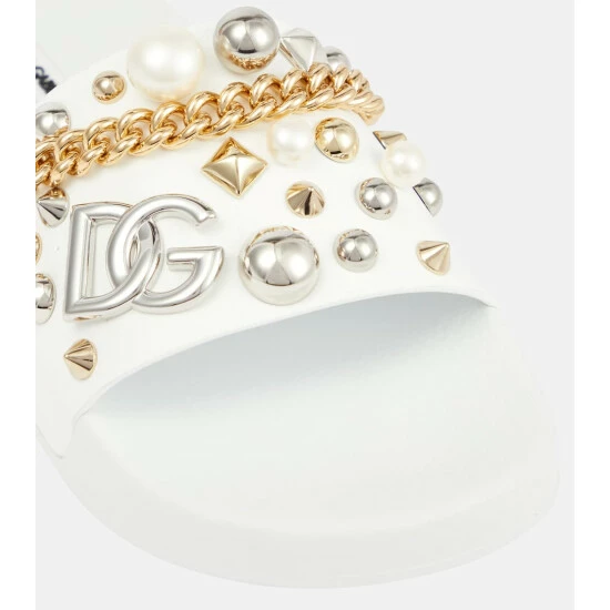 Dolce&Gabbana Embellished Rubber Slides - Image 5