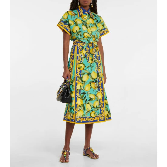 Dolce&Gabbana Printed Cotton Poplin Crop Shirt