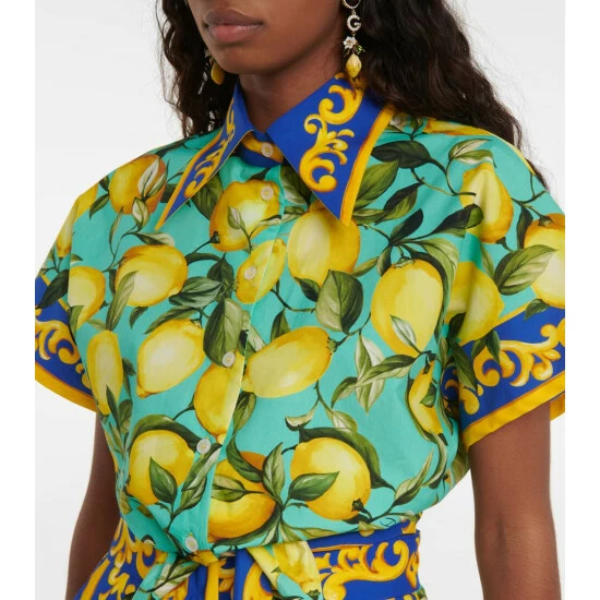 Dolce&Gabbana Printed Cotton Poplin Crop Shirt - Image 3