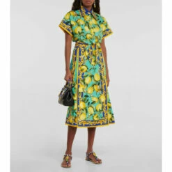 Dolce&Gabbana Printed Cotton Poplin Midi Skirt