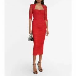 Dolce&Gabbana Draped Tulle Midi Dress