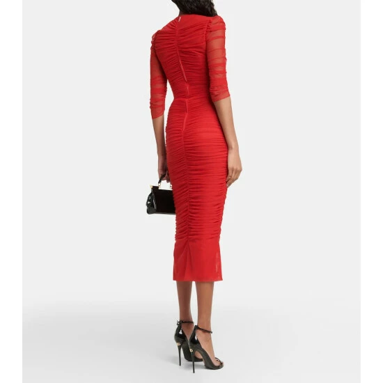 Dolce&Gabbana Draped Tulle Midi Dress - Image 2