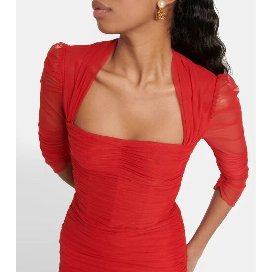 Dolce&Gabbana Draped Tulle Midi Dress - Image 3