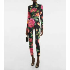 Dolce&Gabbana Floral High-neck Jersey Jumpsuit
