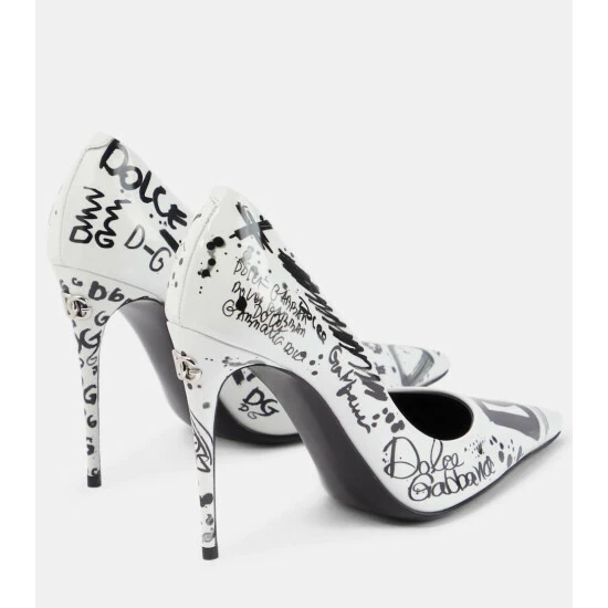 Dolce&Gabbana Logo Printed Leather Pumps - Image 2