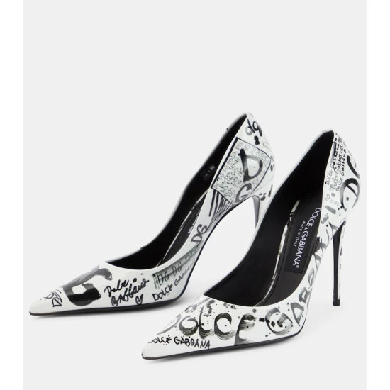 Dolce&Gabbana Logo Printed Leather Pumps - Image 4