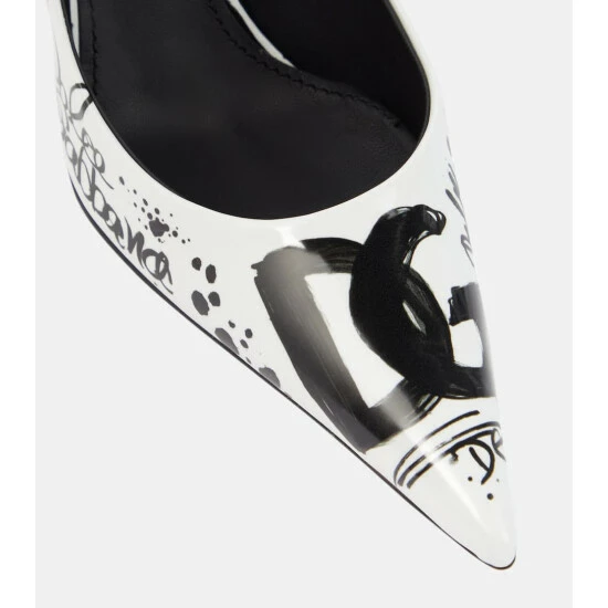 Dolce&Gabbana Logo Printed Leather Pumps - Image 5