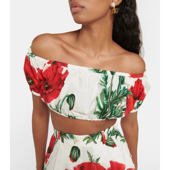 Dolce&Gabbana Printed Cotton Poplin Crop Top - Image 3