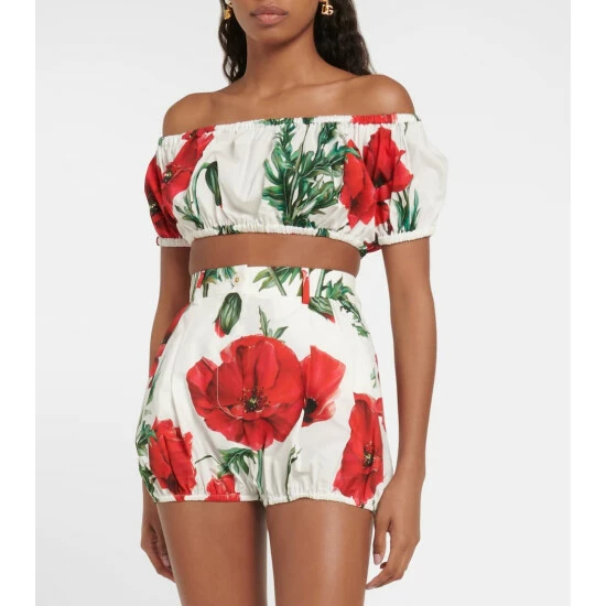 Dolce&Gabbana Printed Cotton Poplin Crop Top - Image 4