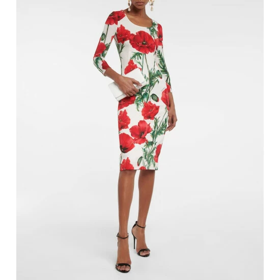 Dolce&Gabbana Floral-printed Silk-blend Midi Dress