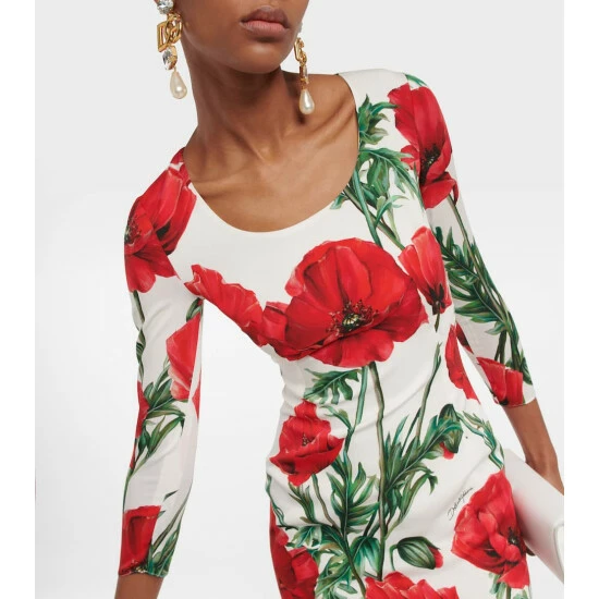Dolce&Gabbana Floral-printed Silk-blend Midi Dress - Image 3