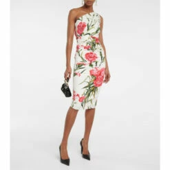 Dolce&Gabbana Floral One-shoulder Cotton-blend Midi Dress