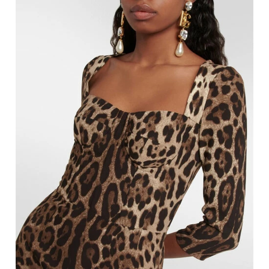 Dolce&Gabbana Leopard-print Bustier Midi Dress - Image 3