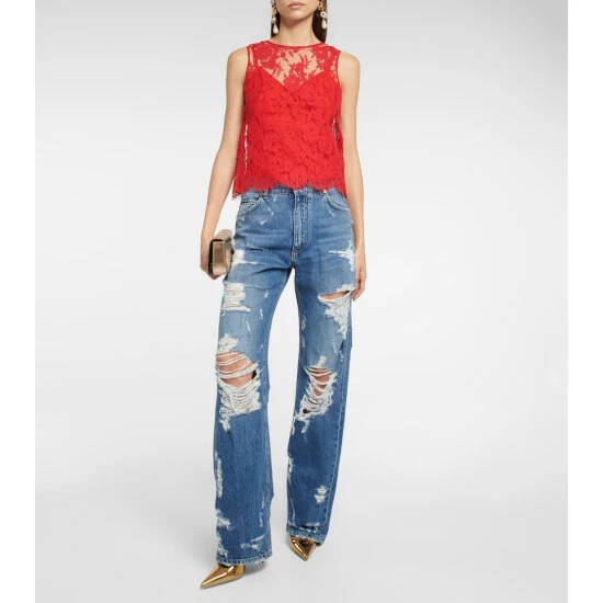 Dolce&Gabbana Floral Chantilly Lace Top