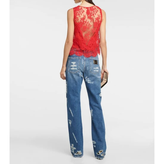 Dolce&Gabbana Floral Chantilly Lace Top - Image 2