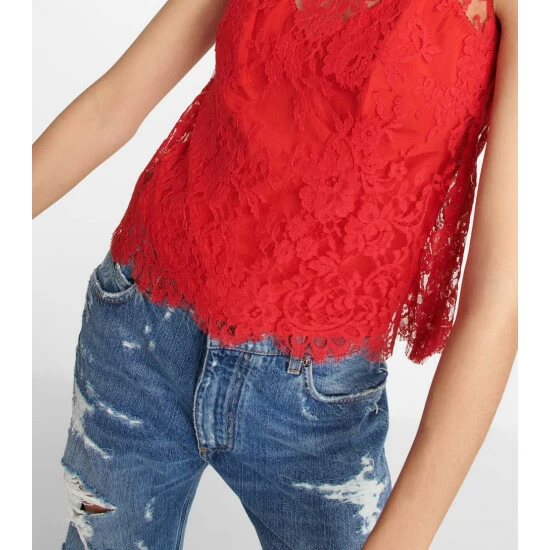 Dolce&Gabbana Floral Chantilly Lace Top - Image 4