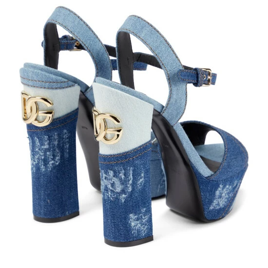 Dolce&Gabbana Keira Denim Platform Sandals - Image 2