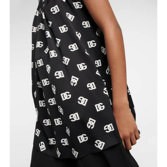 Dolce&Gabbana DG Logo Silk-blend Top - Image 4