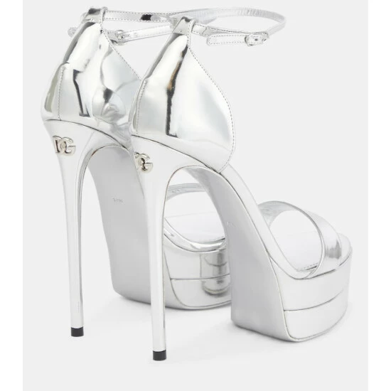 Dolce&Gabbana Keira Metallic Leather Platform Sandals - Image 2