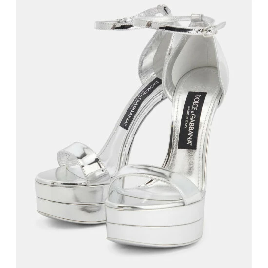 Dolce&Gabbana Keira Metallic Leather Platform Sandals - Image 4