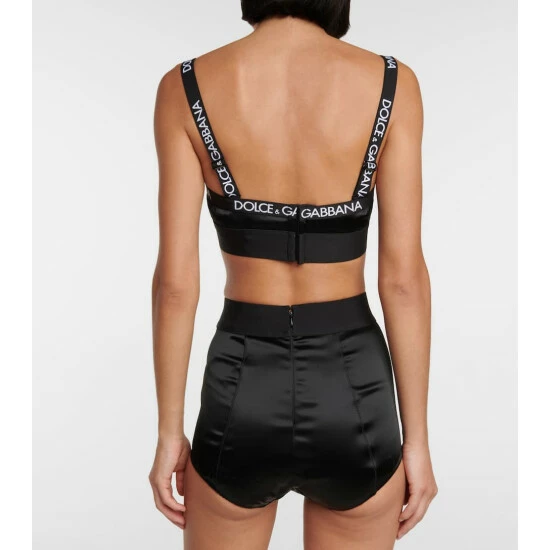Dolce&Gabbana Logo Stretch-satin Triangle Bra - Image 2