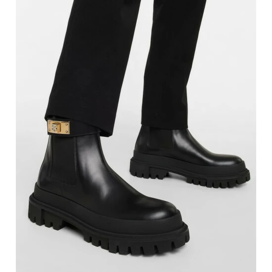 Dolce&Gabbana Leather Ankle Boots - Image 3