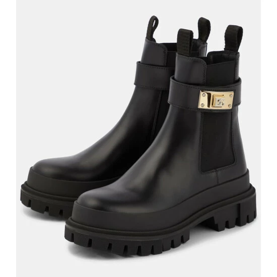 Dolce&Gabbana Leather Ankle Boots - Image 4