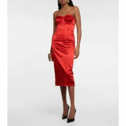 Dolce&Gabbana Strapless Satin Corset Midi Dress